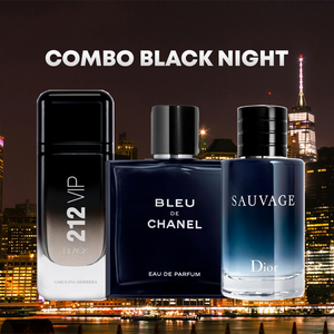 COMBO BLACK NIGHT ( 212 VIP BLACK, BLEU DE CHANEL, SAUVAGE DIOR )