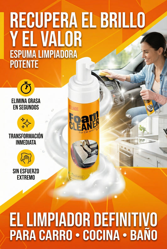 FoamCleaner - ESPUMA LIMPIADORA PARA AUTOS,MOTOS Y COCINA ARRANCA TODO